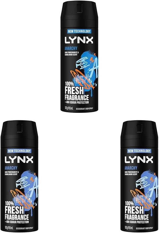 LYNX Black Night Deodorant Body Spray 165 ml (Pack of 3)