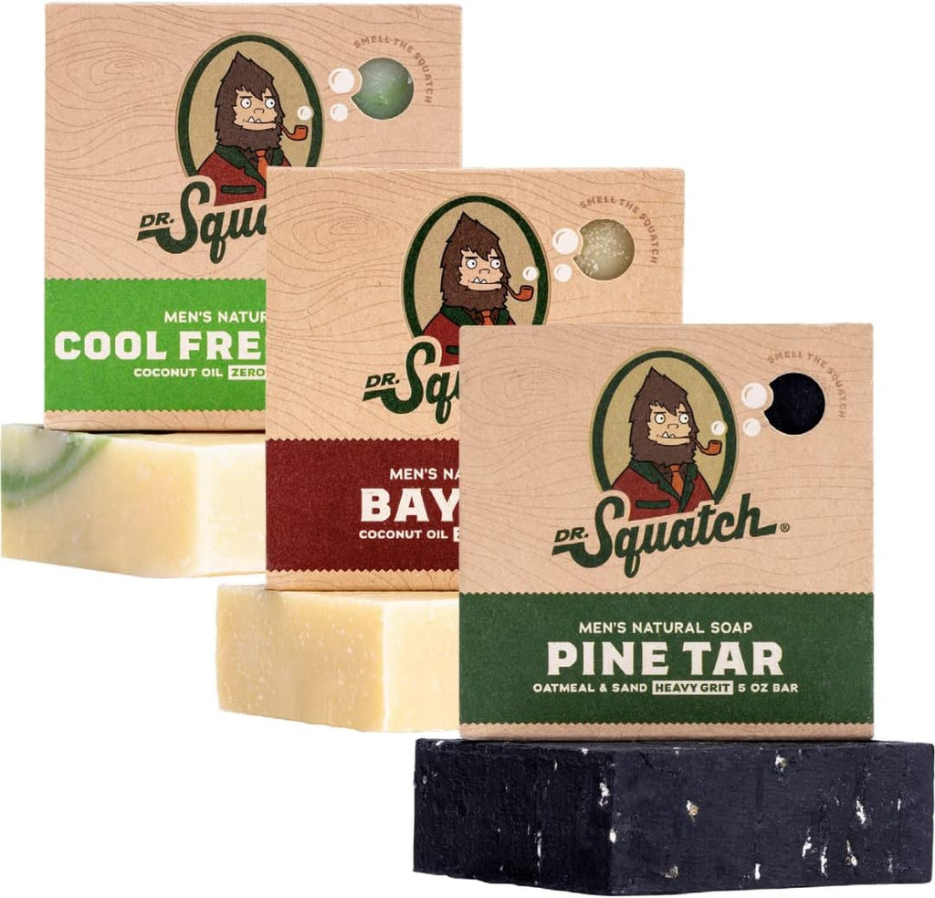 Dr. Squatch Natural Men’s Bar Soap - Cold Process Body Soap Bar with Natural Oils - Gifts for Men - Summer Citrus, Cool Fresh Aloe, Fresh Falls (142g, 3 pack)