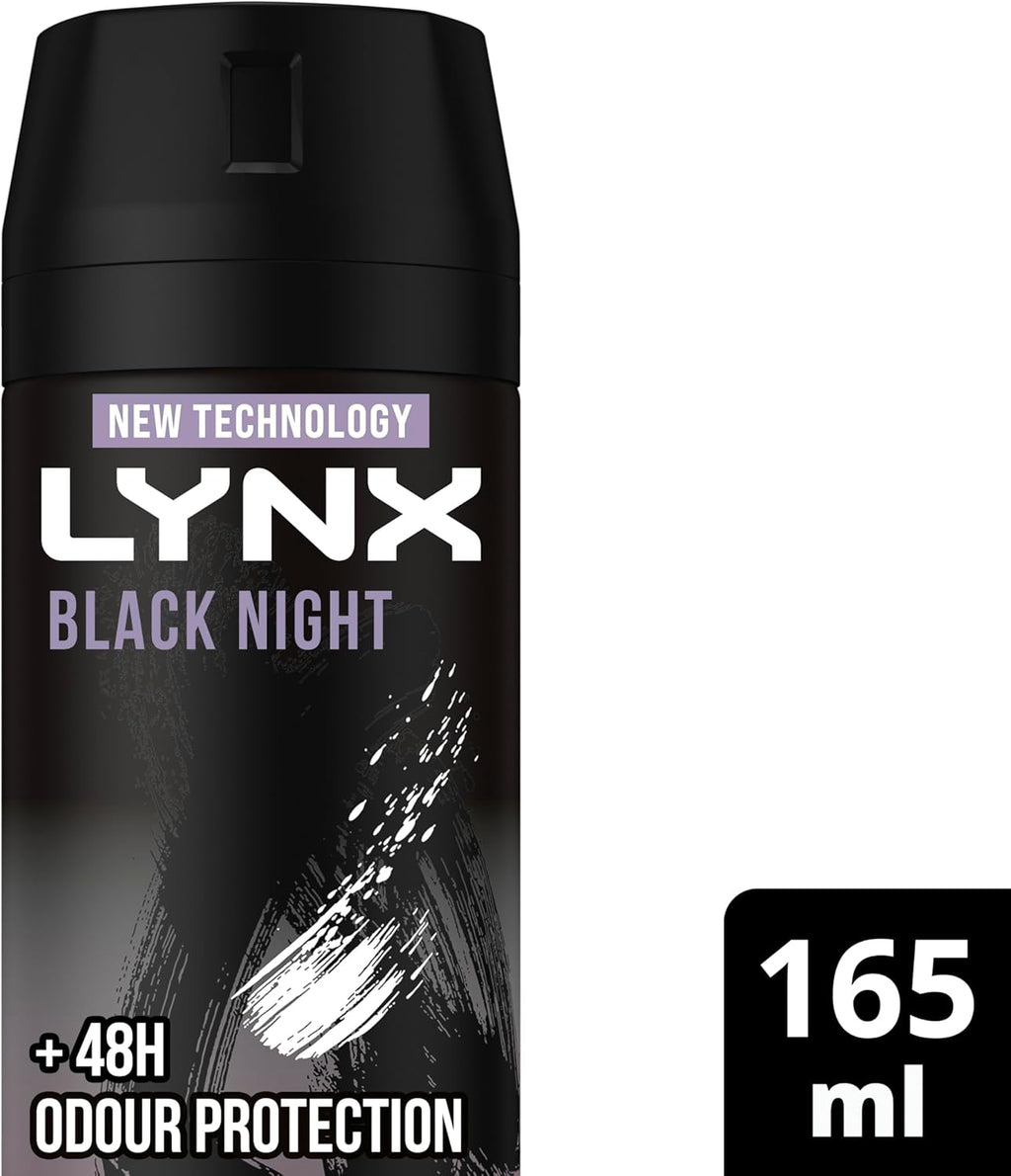 LYNX Black Night Deodorant Body Spray 165 ml (Pack of 3)