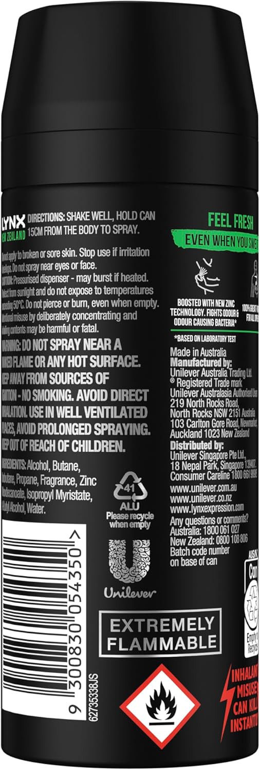 LYNX Black Night Deodorant Body Spray 165 ml (Pack of 3)