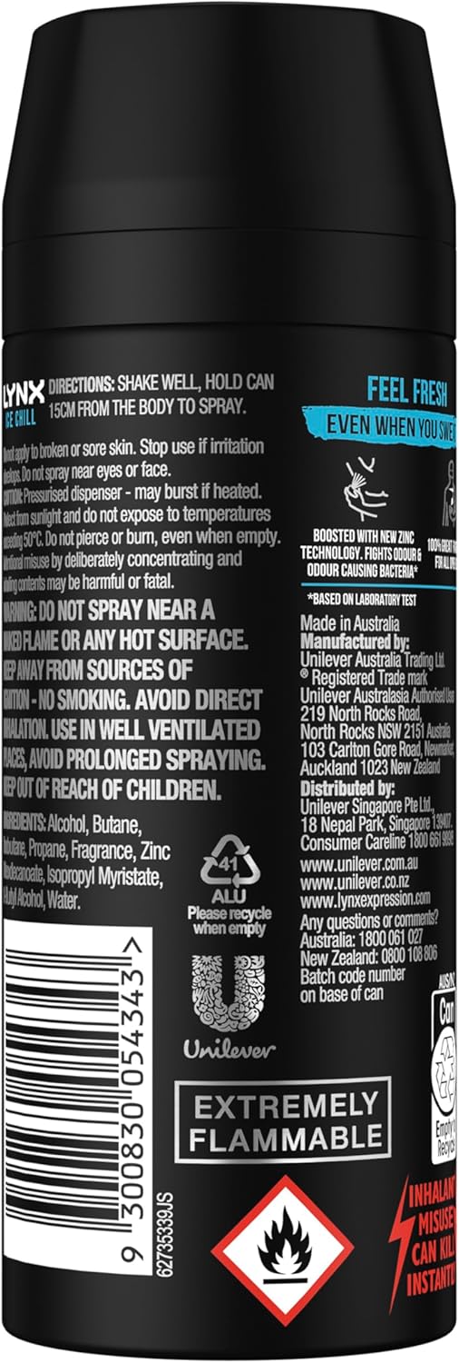 LYNX Black Night Deodorant Body Spray 165 ml (Pack of 3)
