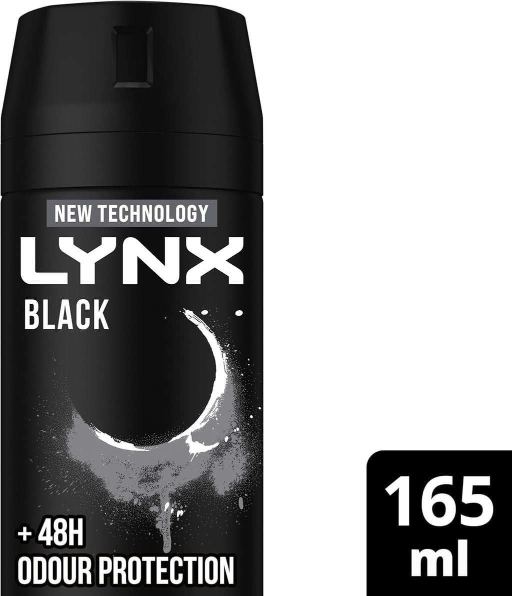 LYNX Black Night Deodorant Body Spray 165 ml (Pack of 3)