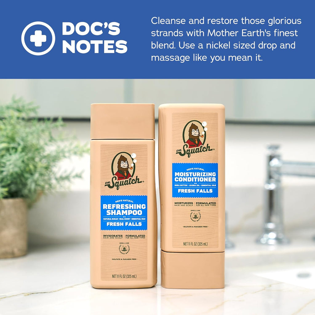 Dr. Squatch Natural Men's Shampoo and Conditioner Set - Healthy, Full Looking Hair - Pine Tar Natural Shampoo and Conditioner for Men (11 fl oz, 2 pack)