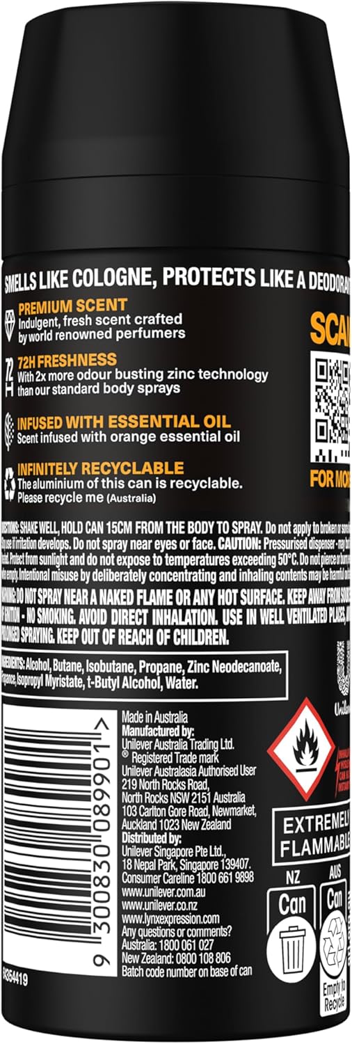 LYNX Fine Fragrance Deodorant ANTIPERSPIRANT Black Vanilla 150 ML (Pack of 2)