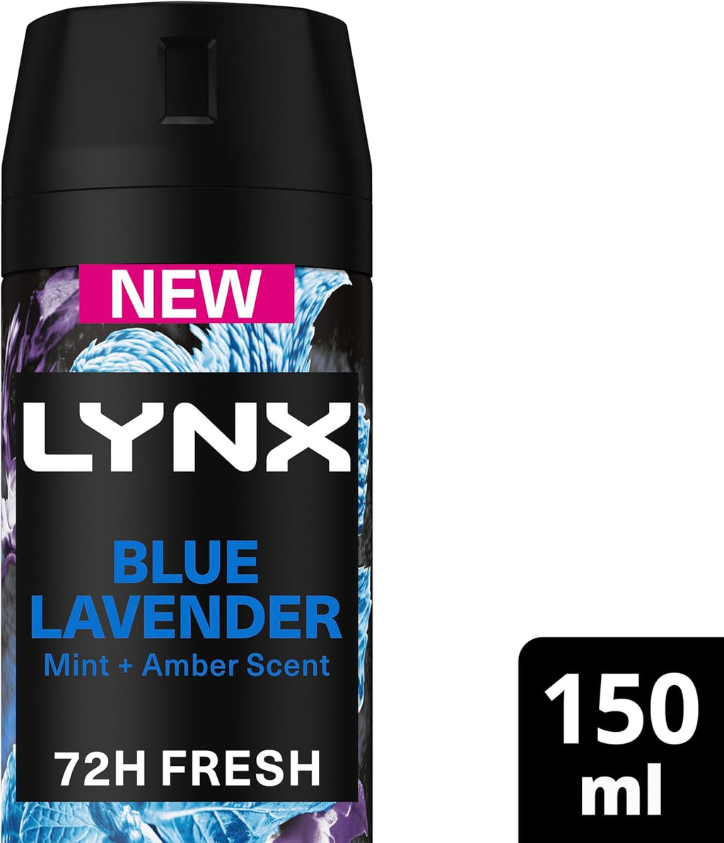 LYNX Deodorant ANTIPERSPIRANT body Spray BLUE LAVENDER 150 ML (Pack of 2)
