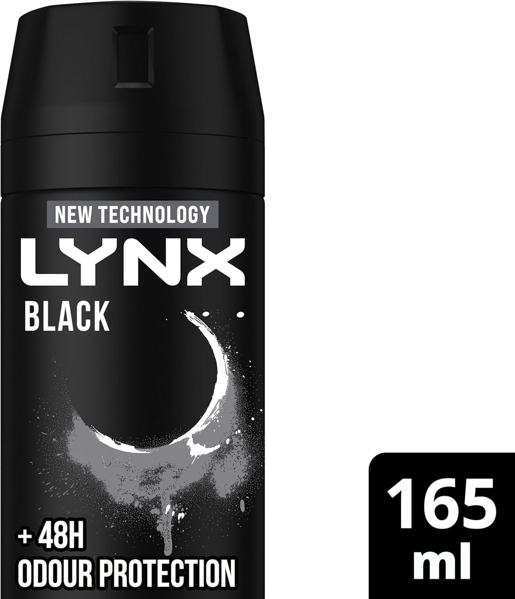 LYNX Black Night Deodorant Body Spray 165 ml (Pack of 3)
