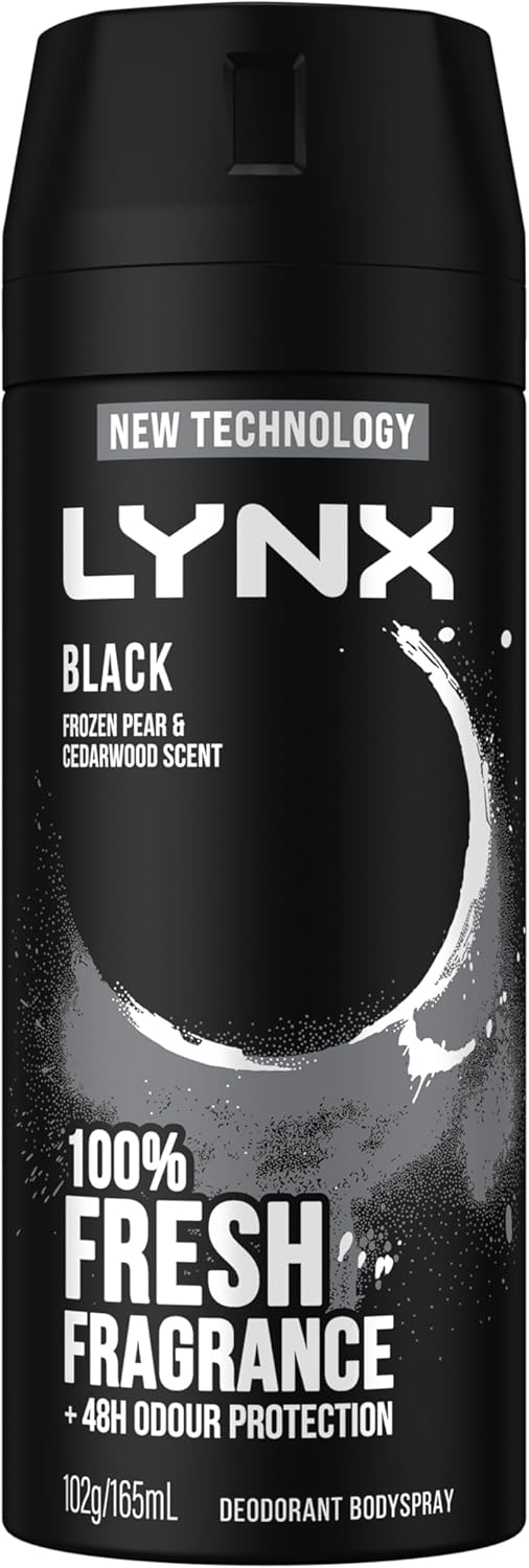 LYNX Black Night Deodorant Body Spray 165 ml (Pack of 3)