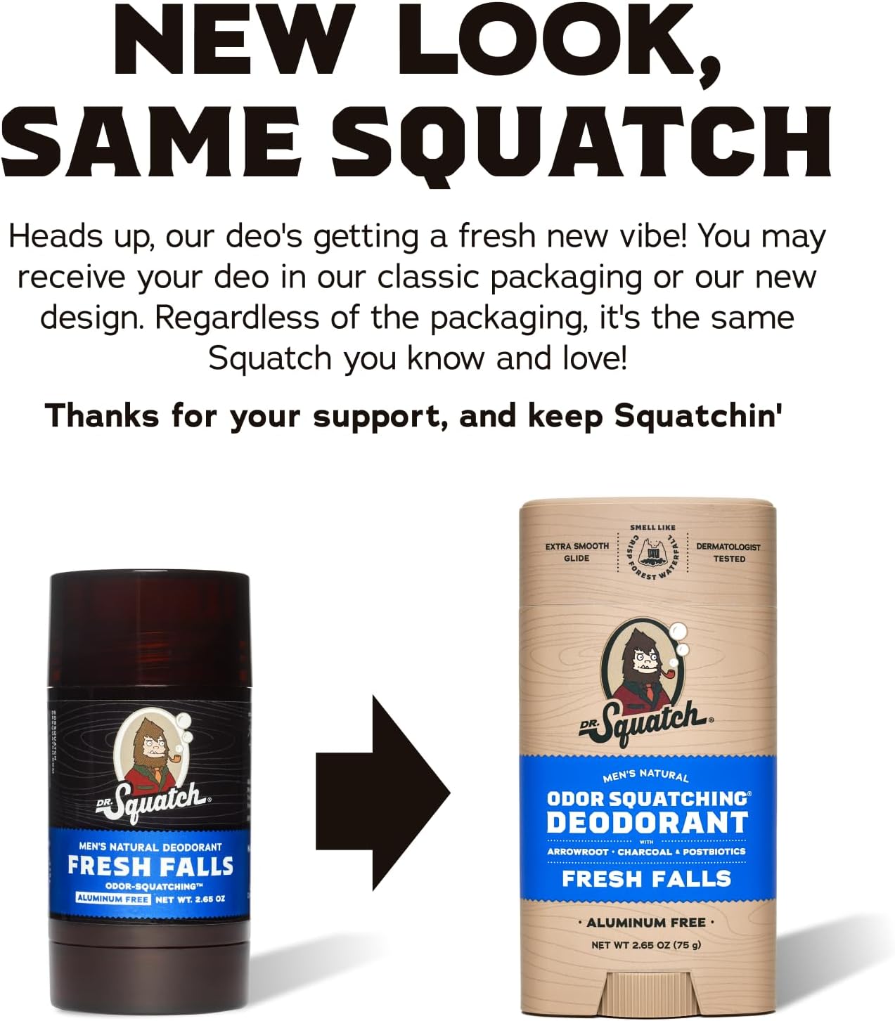 Dr. Squatch Natural Men’s Deodorant – Aluminium Free Natural Deodorant For Men with Charcoal & Postbiotics for 72-Hour Odor Protection – Alpine Sage & Fresh Falls, 75g Stick (2-pack)