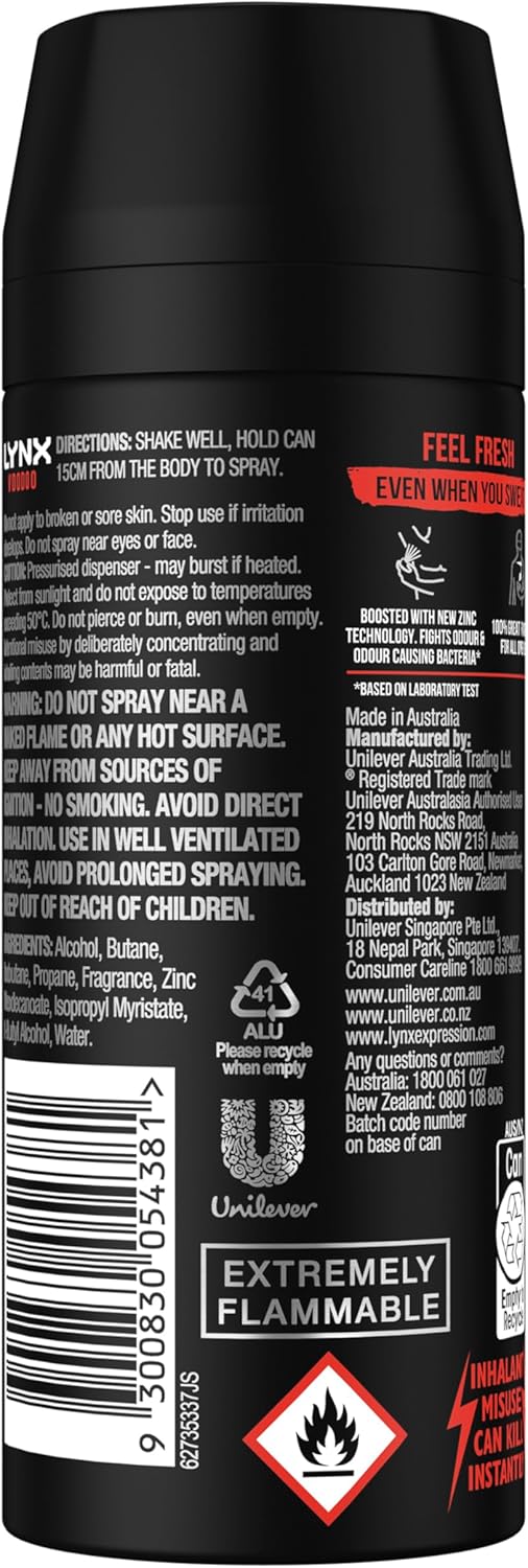 LYNX Black Night Deodorant Body Spray 165 ml (Pack of 3)