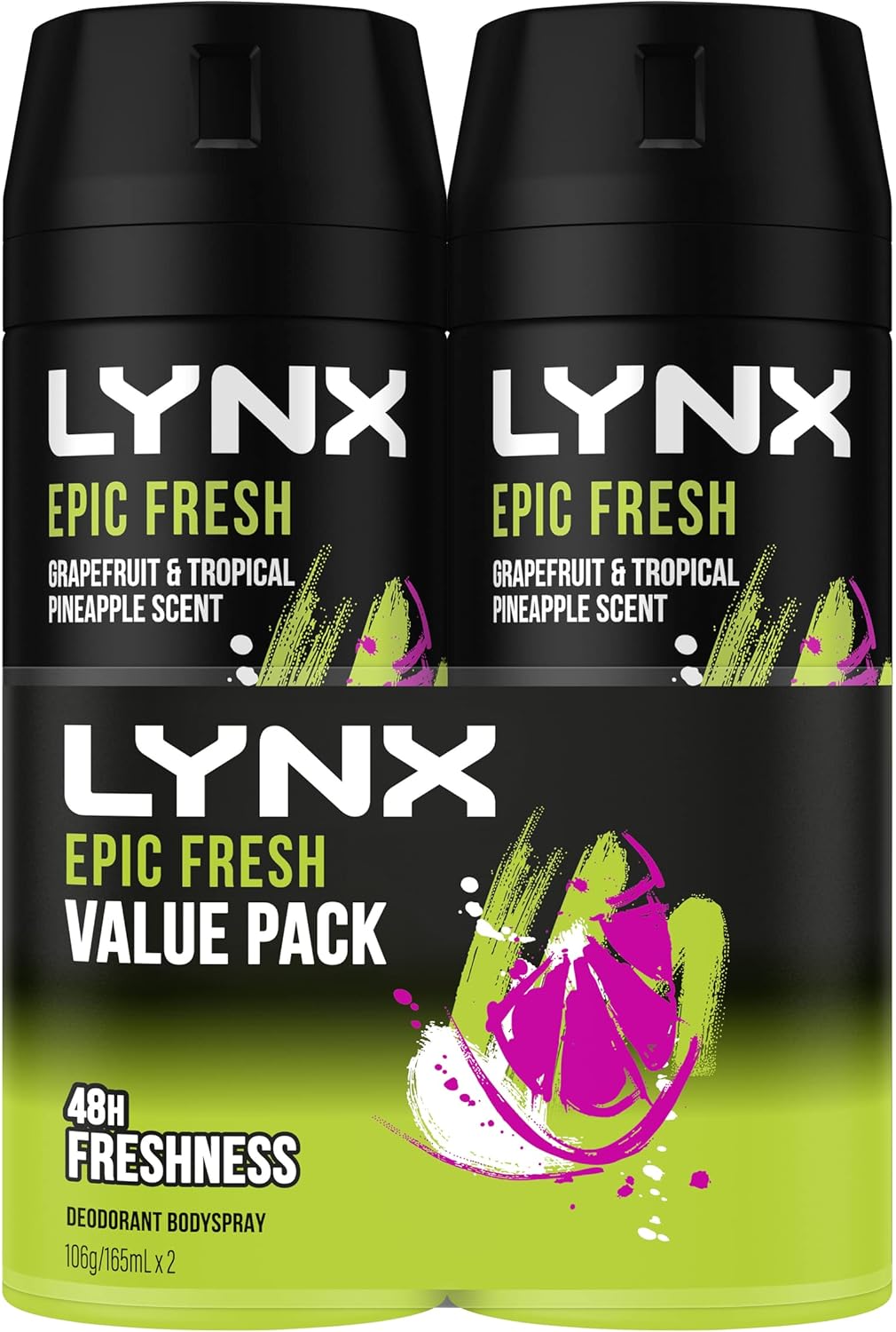 LYNX Africa Deodorant Aerosol Body Spray for Men 165 ML x 4 Pack, 48 hour Fressness, the G.O.A.T. of fragrance