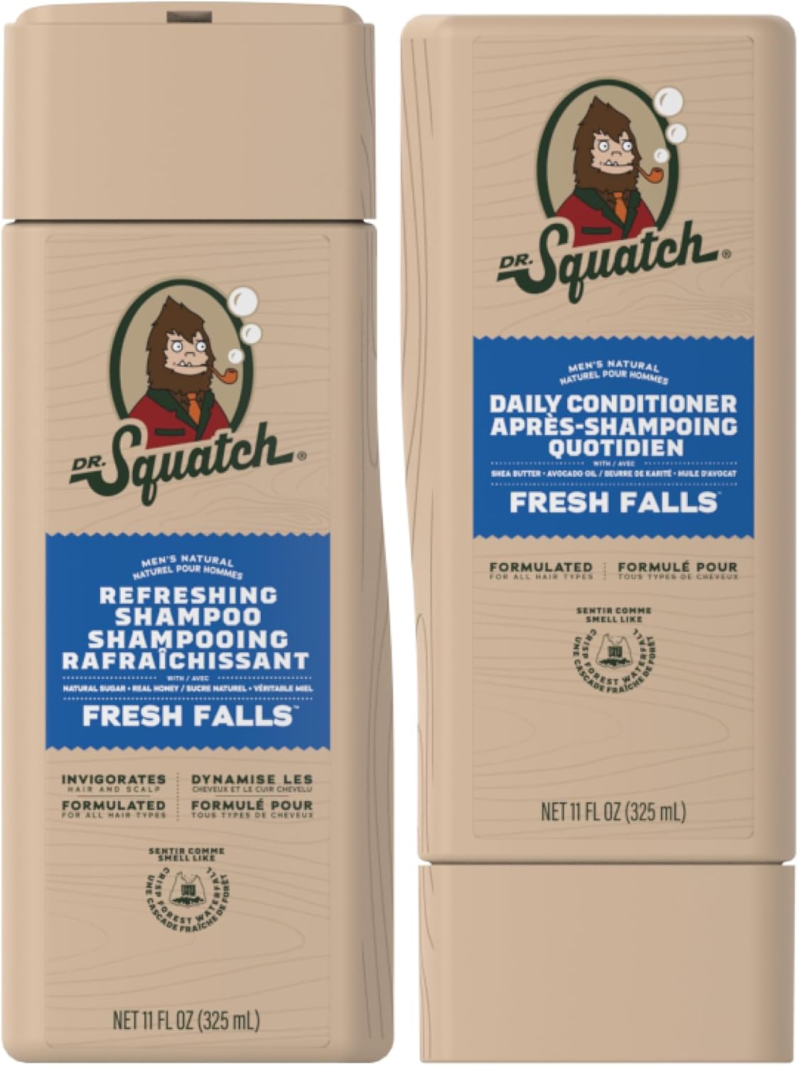 Dr. Squatch Natural Men's Shampoo and Conditioner Set - Healthy, Full Looking Hair - Pine Tar Natural Shampoo and Conditioner for Men (11 fl oz, 2 pack)