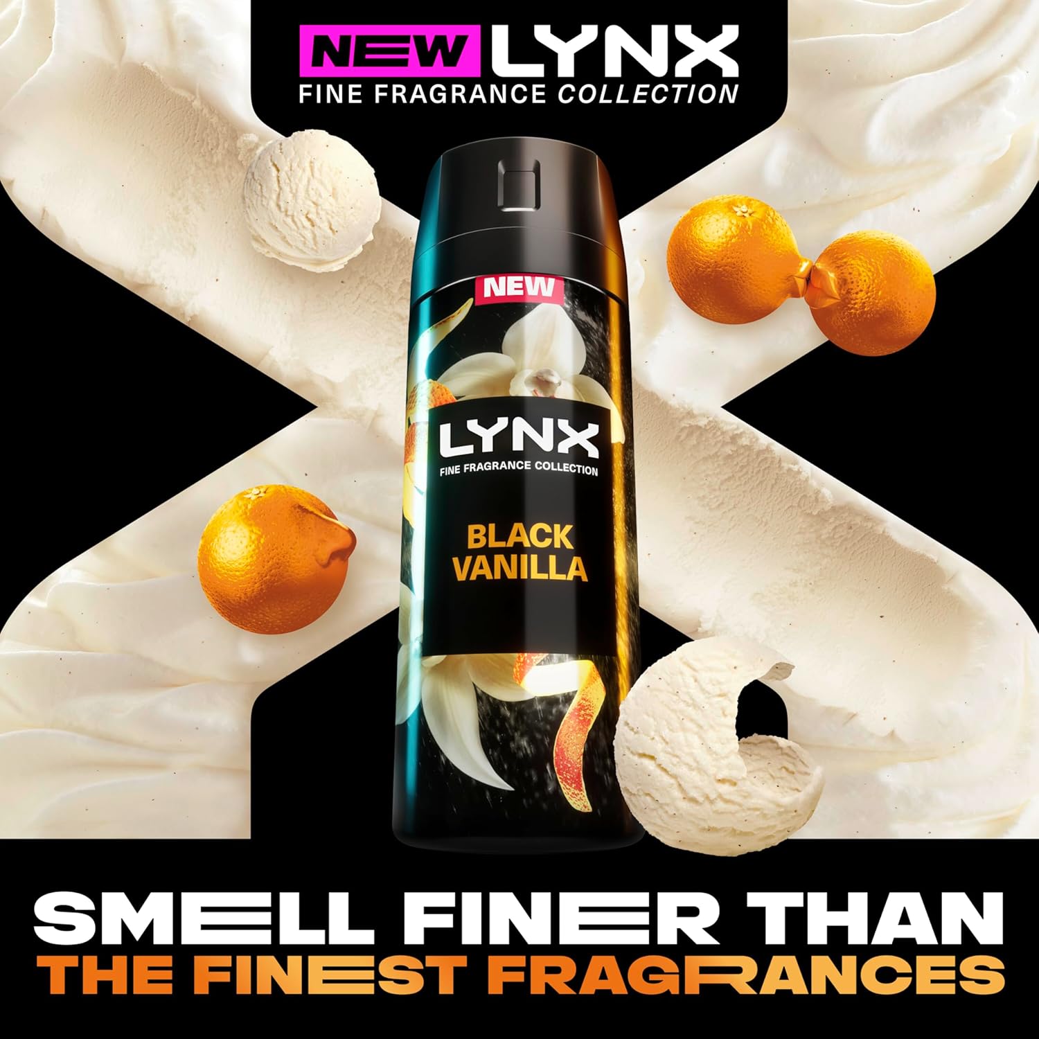 LYNX Fine Fragrance Deodorant ANTIPERSPIRANT Black Vanilla 150 ML (Pack of 2)