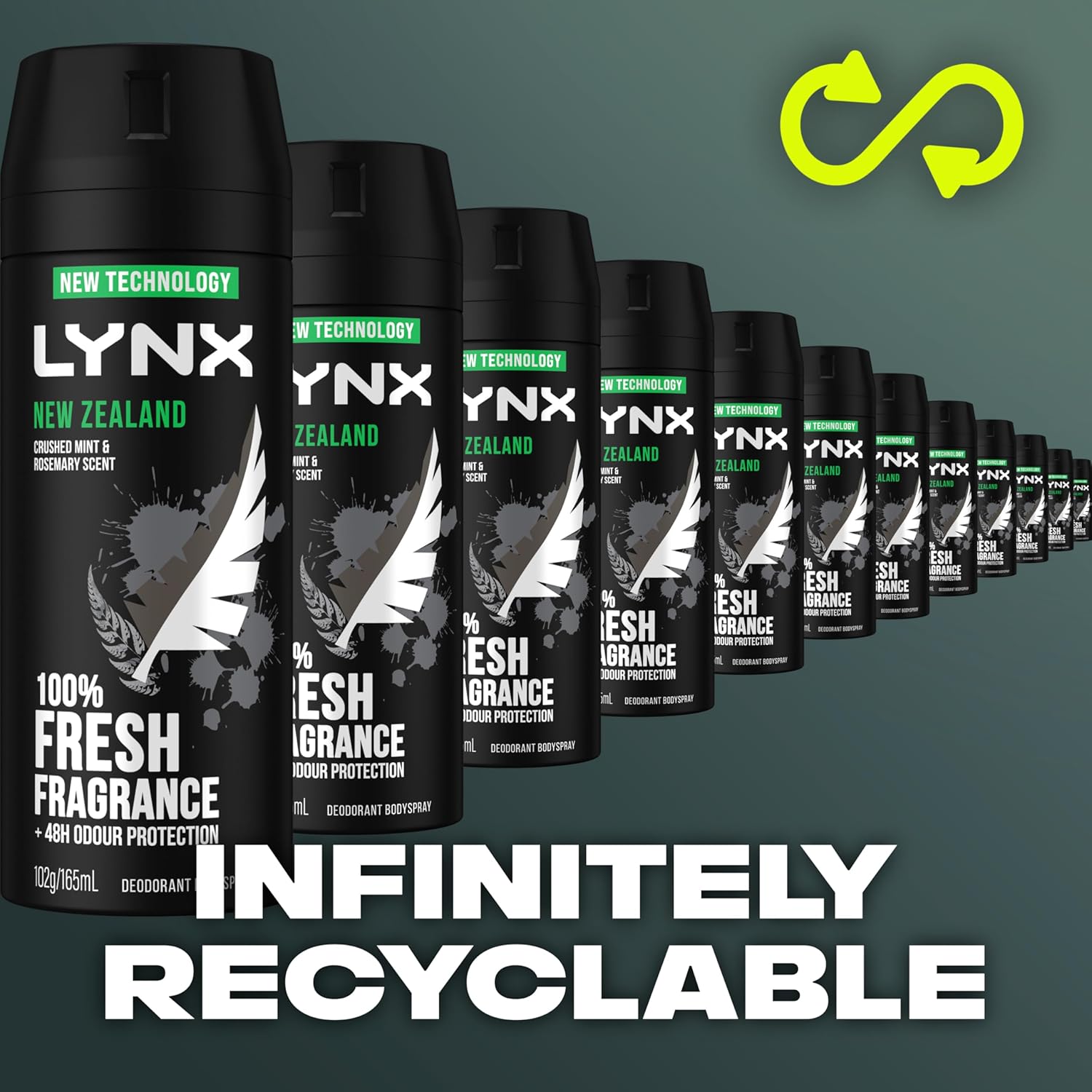 LYNX Black Night Deodorant Body Spray 165 ml (Pack of 3)