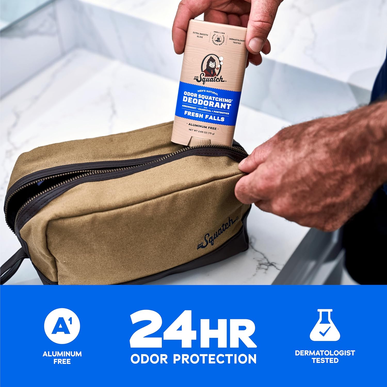 Dr. Squatch Natural Men’s Deodorant – Aluminium Free Natural Deodorant For Men with Charcoal & Postbiotics for 72-Hour Odor Protection – Alpine Sage & Fresh Falls, 75g Stick (2-pack)