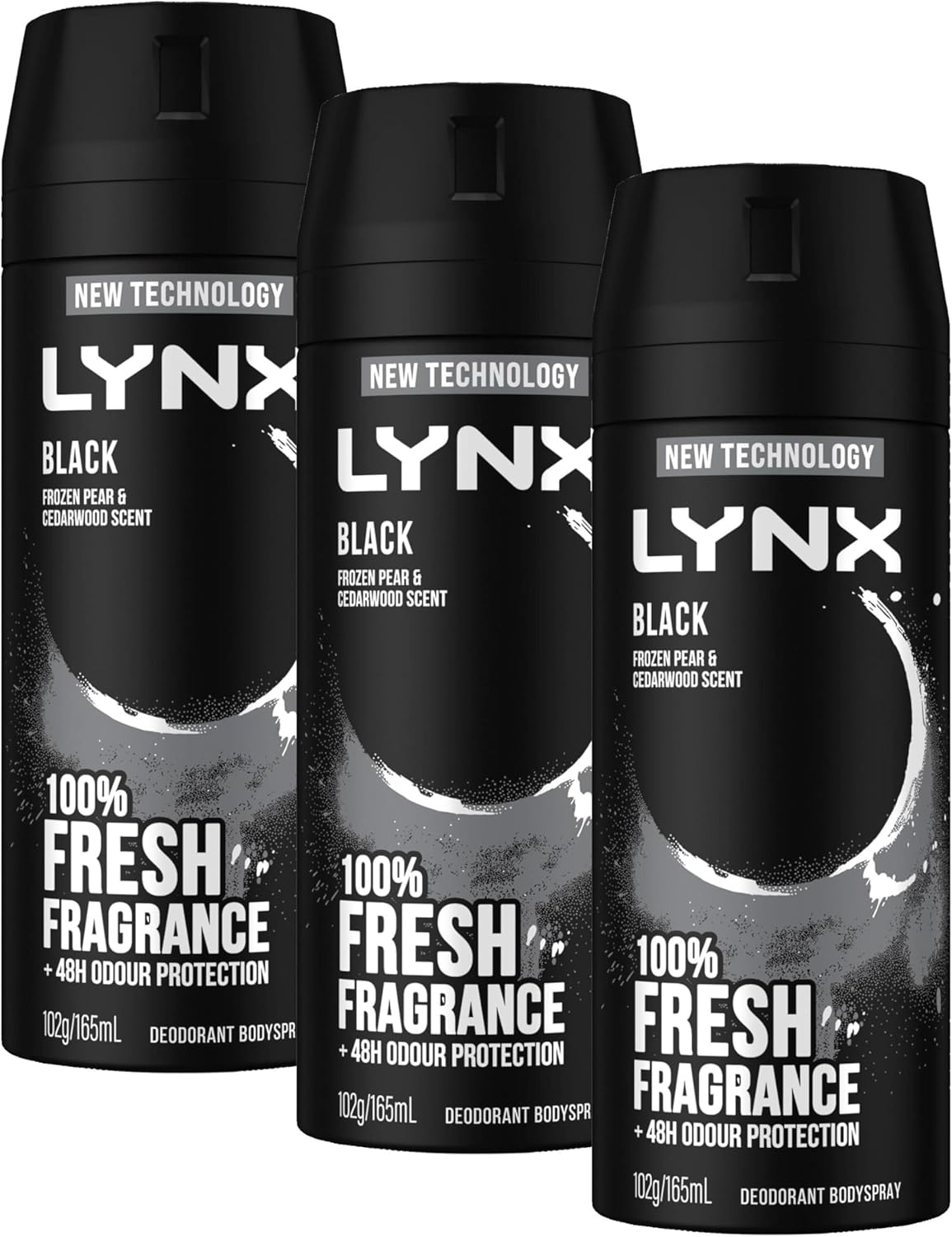 LYNX Black Night Deodorant Body Spray 165 ml (Pack of 3)