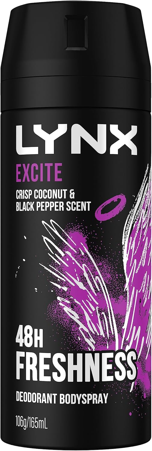 LYNX Africa Deodorant Aerosol Body Spray for Men 165 ML x 4 Pack, 48 hour Fressness, the G.O.A.T. of fragrance