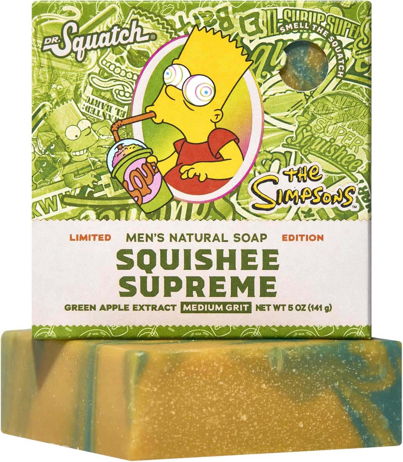 Dr. Squatch Bar Soap for Men – Limited Edition Simpsons – Natural Cold Process Soap with No Harsh Chemicals – Squishee Supreme (5 oz)