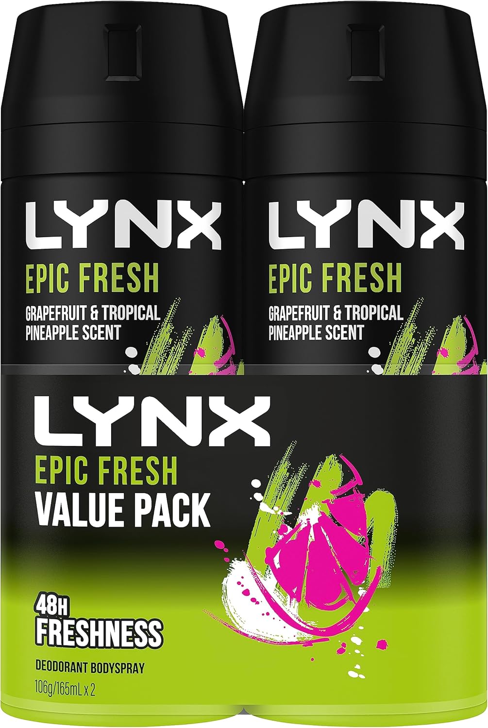 LYNX Africa Deodorant Aerosol Body Spray for Men 165 ML x 4 Pack, 48 hour Fressness, the G.O.A.T. of fragrance