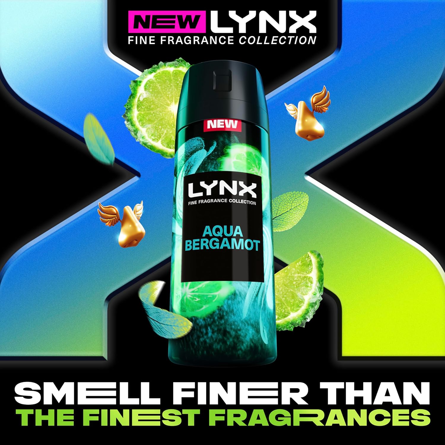 LYNX Fine Fragrance Deodorant ANTIPERSPIRANT AQUA BERGAMOT 150 ML (Pack of 2)