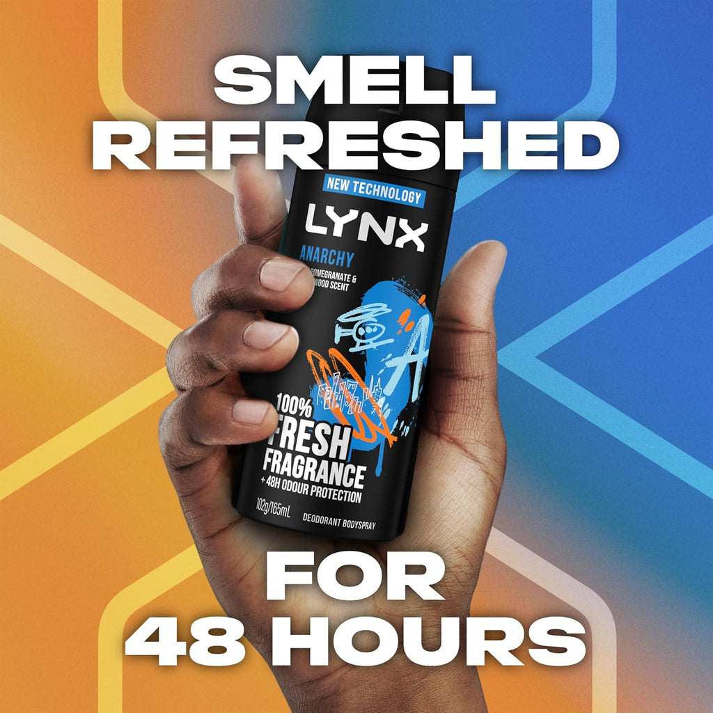 LYNX Black Night Deodorant Body Spray 165 ml (Pack of 3)