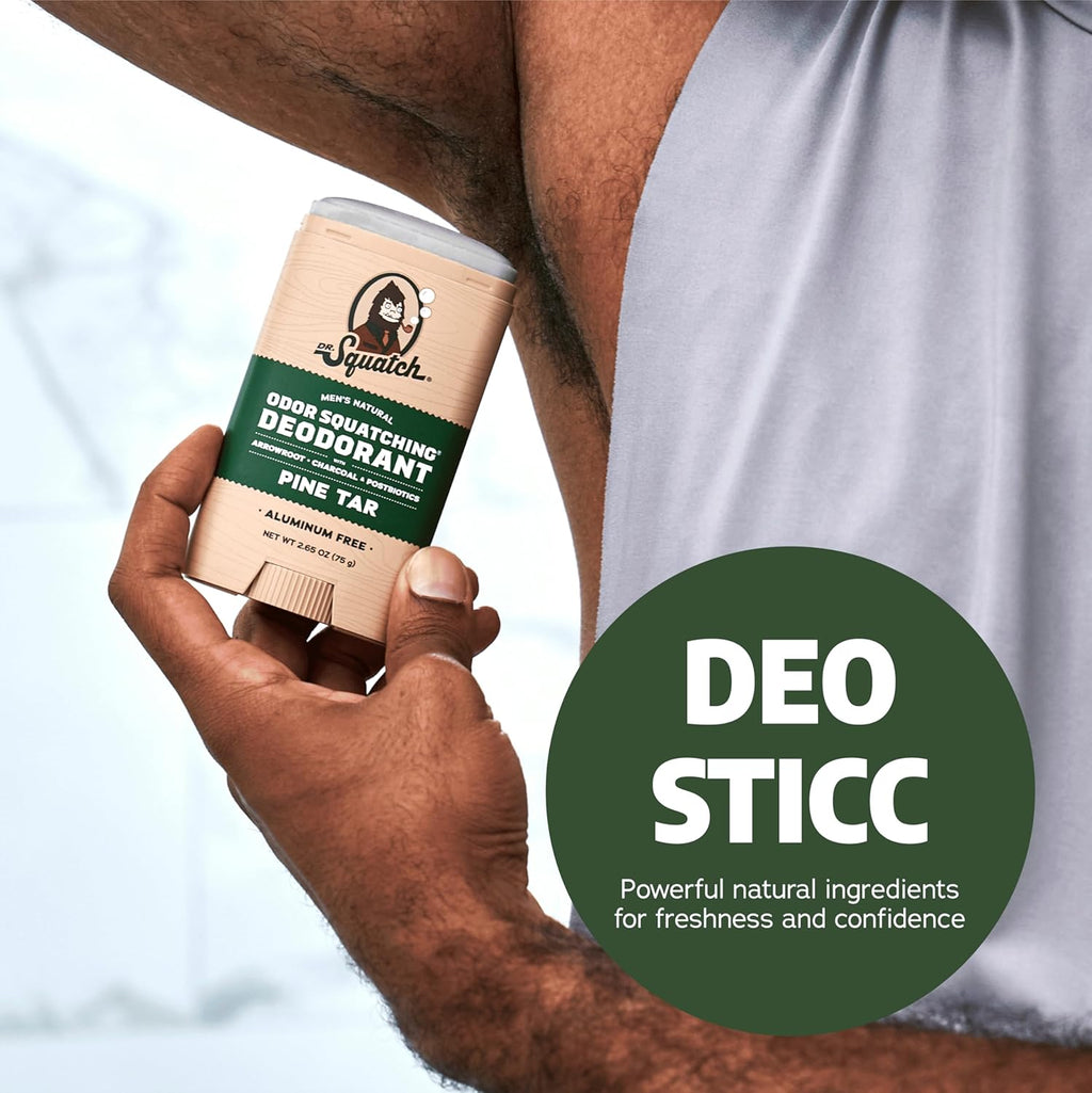 Dr. Squatch Natural Men’s Deodorant – Aluminium Free Natural Deodorant For Men with Charcoal & Postbiotics for 72-Hour Odor Protection – Alpine Sage & Fresh Falls, 75g Stick (2-pack)
