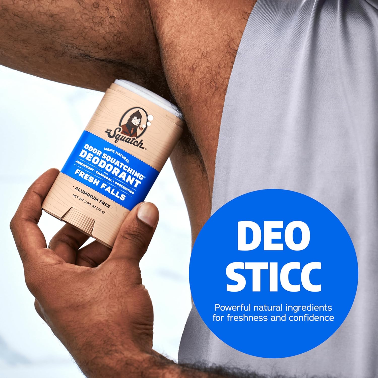 Dr. Squatch Natural Men’s Deodorant – Aluminium Free Natural Deodorant For Men with Charcoal & Postbiotics for 72-Hour Odor Protection – Alpine Sage & Fresh Falls, 75g Stick (2-pack)