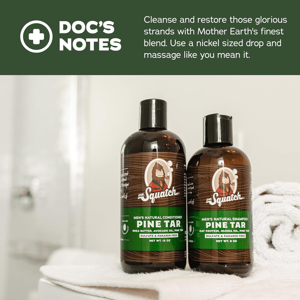 Dr. Squatch Natural Men's Shampoo and Conditioner Set - Healthy, Full Looking Hair - Pine Tar Natural Shampoo and Conditioner for Men (11 fl oz, 2 pack)