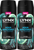 LYNX Fine Fragrance Deodorant ANTIPERSPIRANT AQUA BERGAMOT 150 ML (Pack of 2)