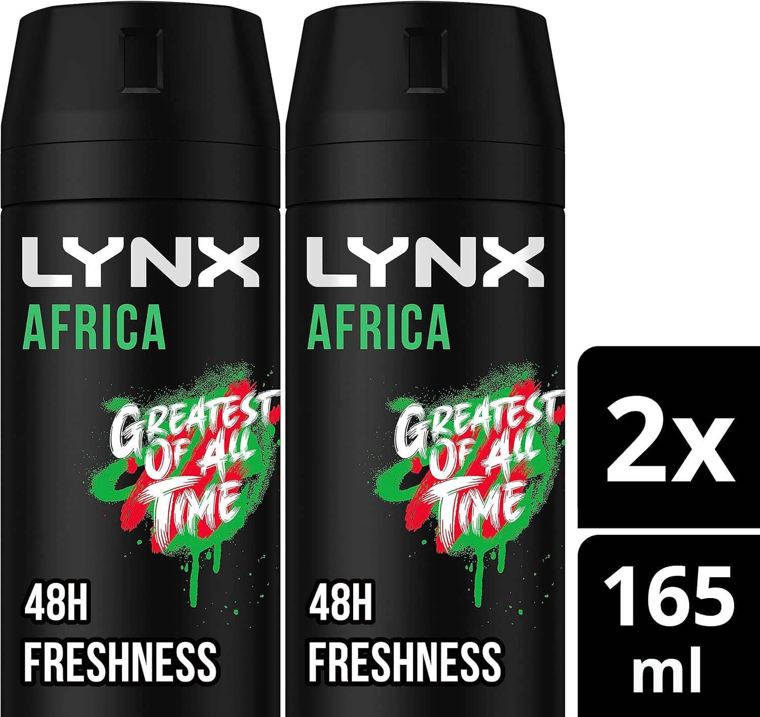 LYNX Africa Deodorant Aerosol Body Spray for Men 165 ML x 4 Pack, 48 hour Fressness, the G.O.A.T. of fragrance