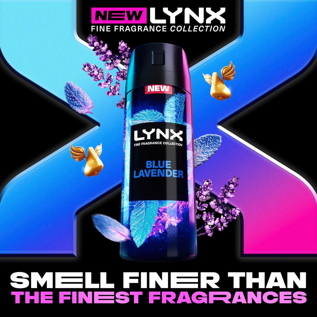 LYNX Deodorant ANTIPERSPIRANT body Spray BLUE LAVENDER 150 ML (Pack of 2)
