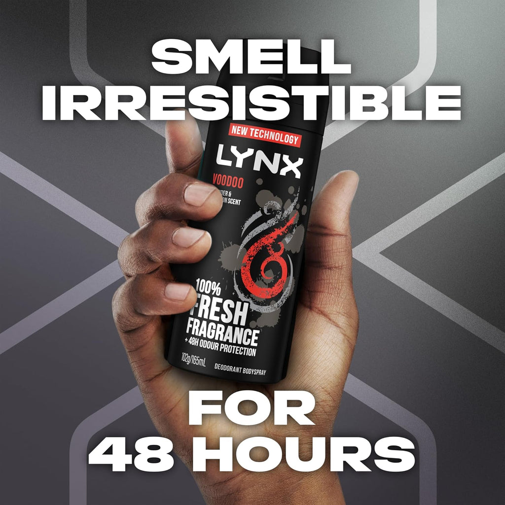 LYNX Black Night Deodorant Body Spray 165 ml (Pack of 3)