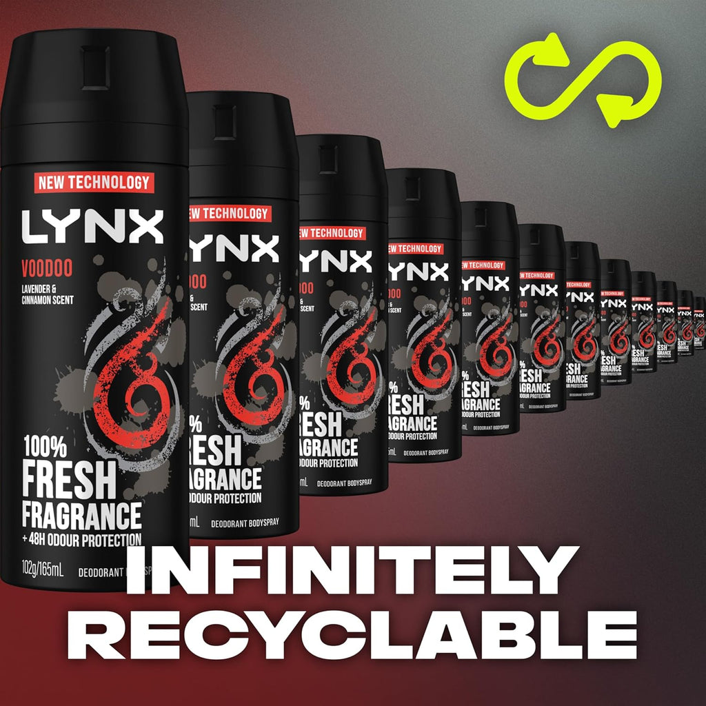 LYNX Black Night Deodorant Body Spray 165 ml (Pack of 3)