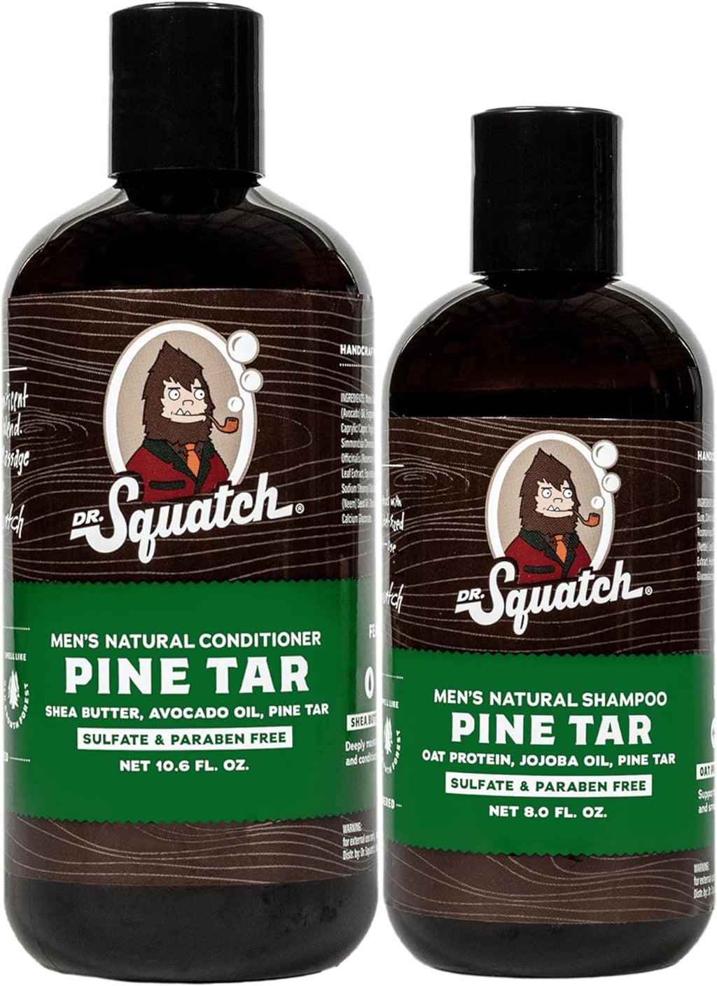 Dr. Squatch Natural Men's Shampoo and Conditioner Set - Healthy, Full Looking Hair - Pine Tar Natural Shampoo and Conditioner for Men (11 fl oz, 2 pack)