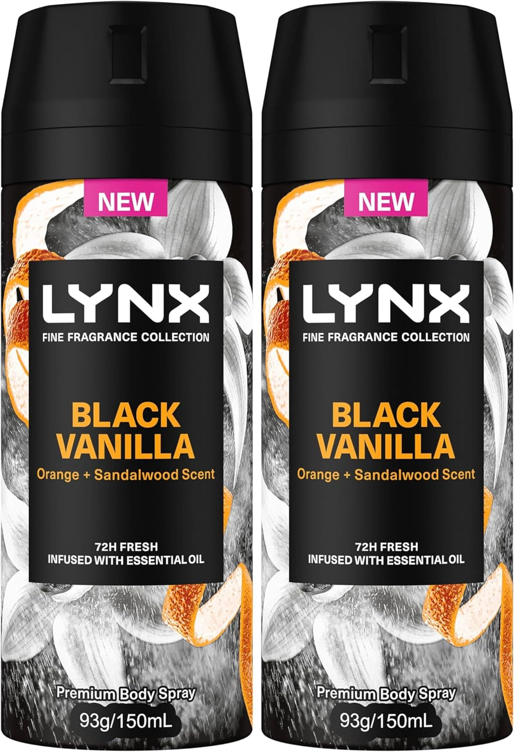 LYNX Fine Fragrance Deodorant ANTIPERSPIRANT Black Vanilla 150 ML (Pack of 2)