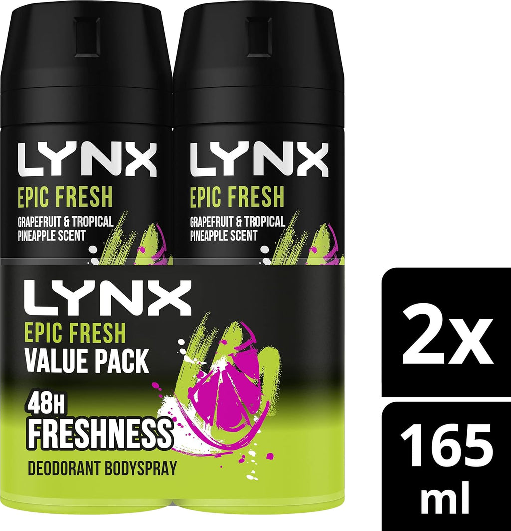LYNX Africa Deodorant Aerosol Body Spray for Men 165 ML x 4 Pack, 48 hour Fressness, the G.O.A.T. of fragrance