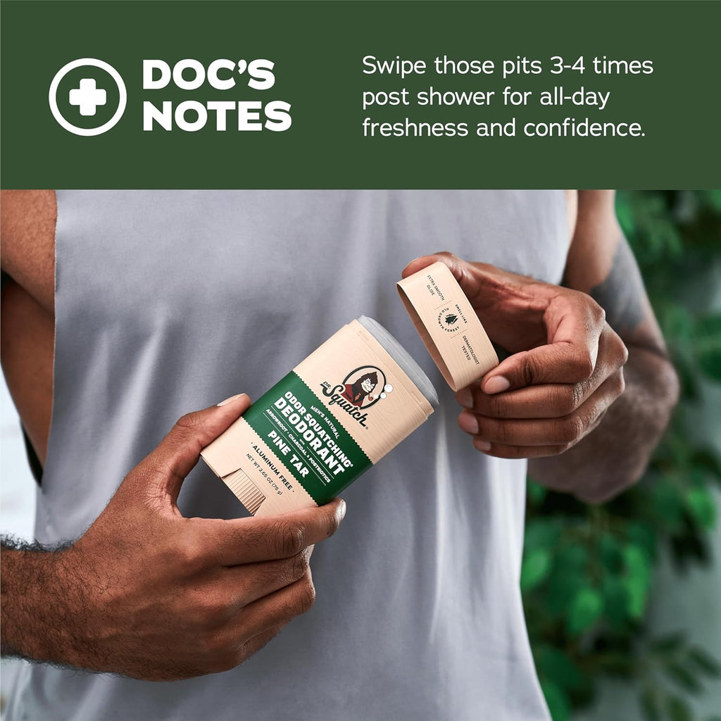 Dr. Squatch Natural Men’s Deodorant – Aluminium Free Natural Deodorant For Men with Charcoal & Postbiotics for 72-Hour Odor Protection – Alpine Sage & Fresh Falls, 75g Stick (2-pack)