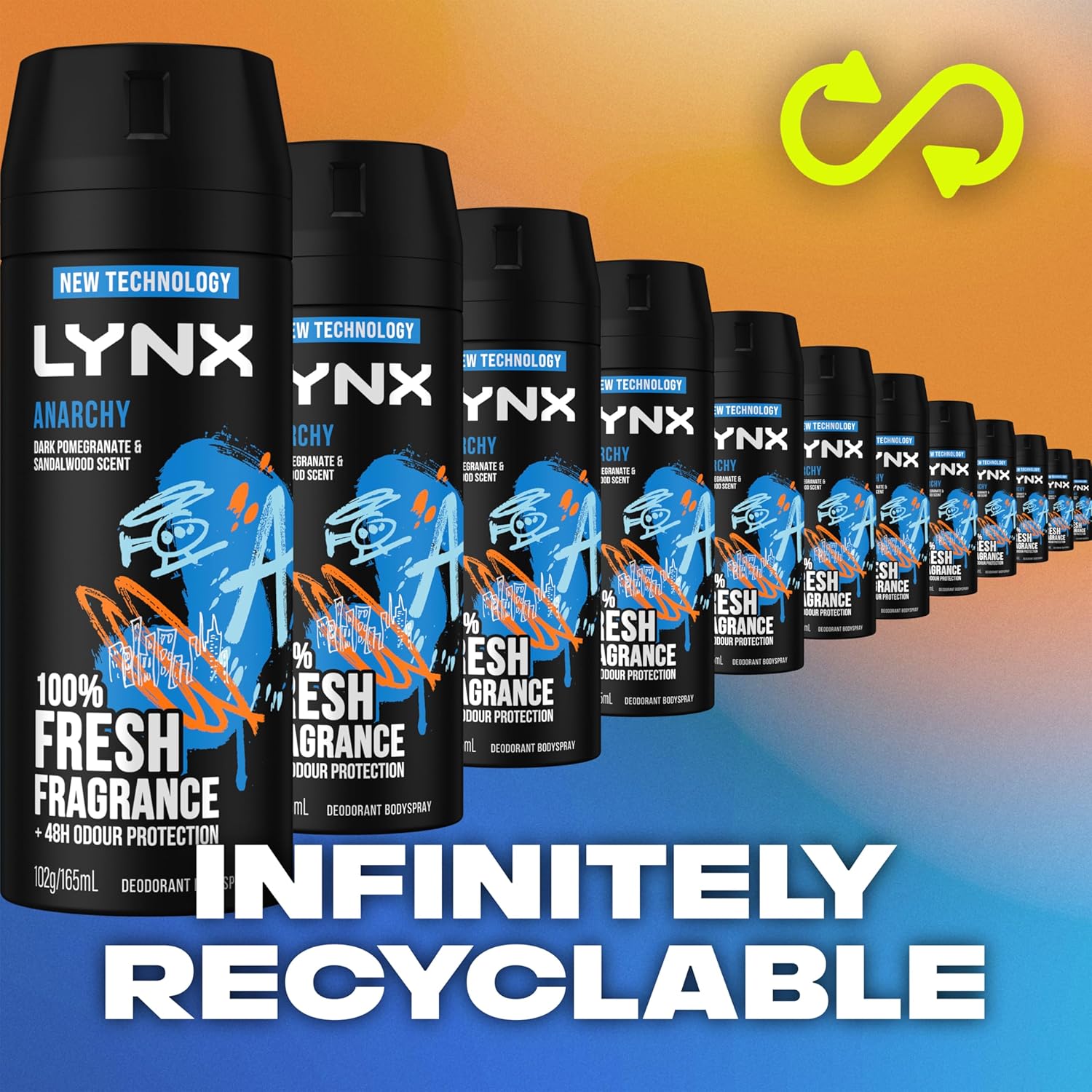 LYNX Black Night Deodorant Body Spray 165 ml (Pack of 3)