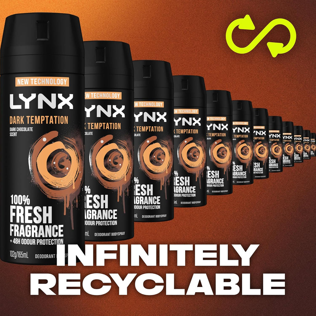 LYNX Black Night Deodorant Body Spray 165 ml (Pack of 3)