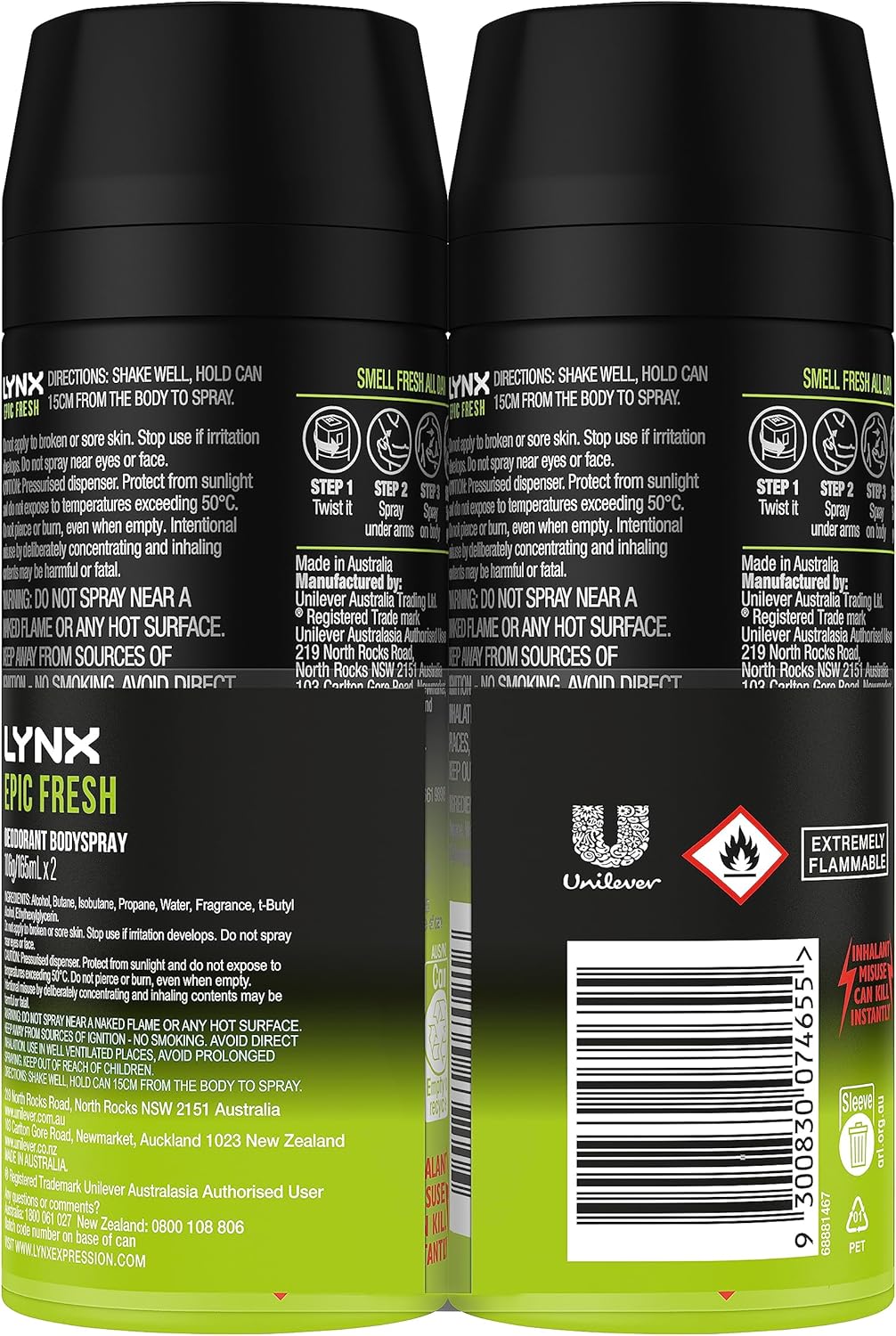 LYNX Africa Deodorant Aerosol Body Spray for Men 165 ML x 4 Pack, 48 hour Fressness, the G.O.A.T. of fragrance