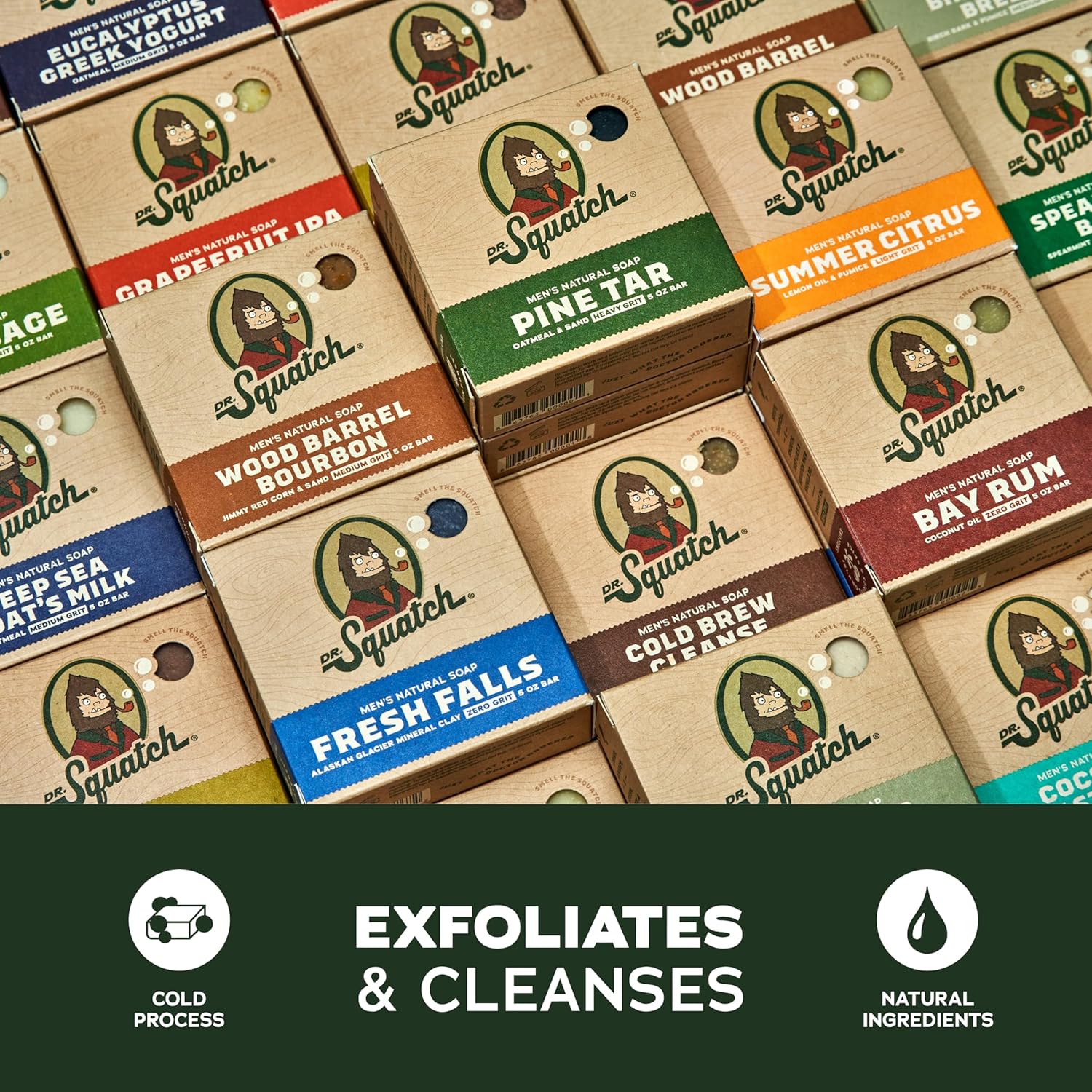 Dr. Squatch Natural Men’s Bar Soap - Cold Process Body Soap Bar with Natural Oils - Gifts for Men - Summer Citrus, Cool Fresh Aloe, Fresh Falls (142g, 3 pack)