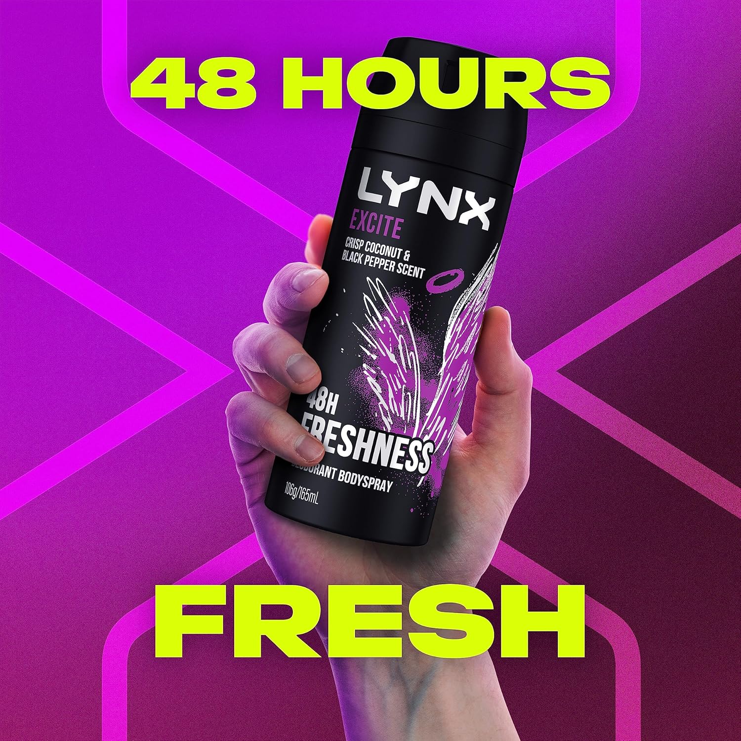LYNX Africa Deodorant Aerosol Body Spray for Men 165 ML x 4 Pack, 48 hour Fressness, the G.O.A.T. of fragrance